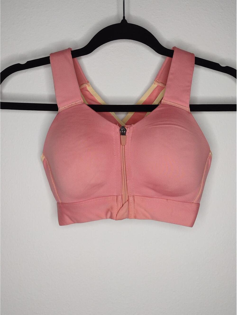 NWOT Layer8 Women's Pink/Front Zip Sports Bra Size Small